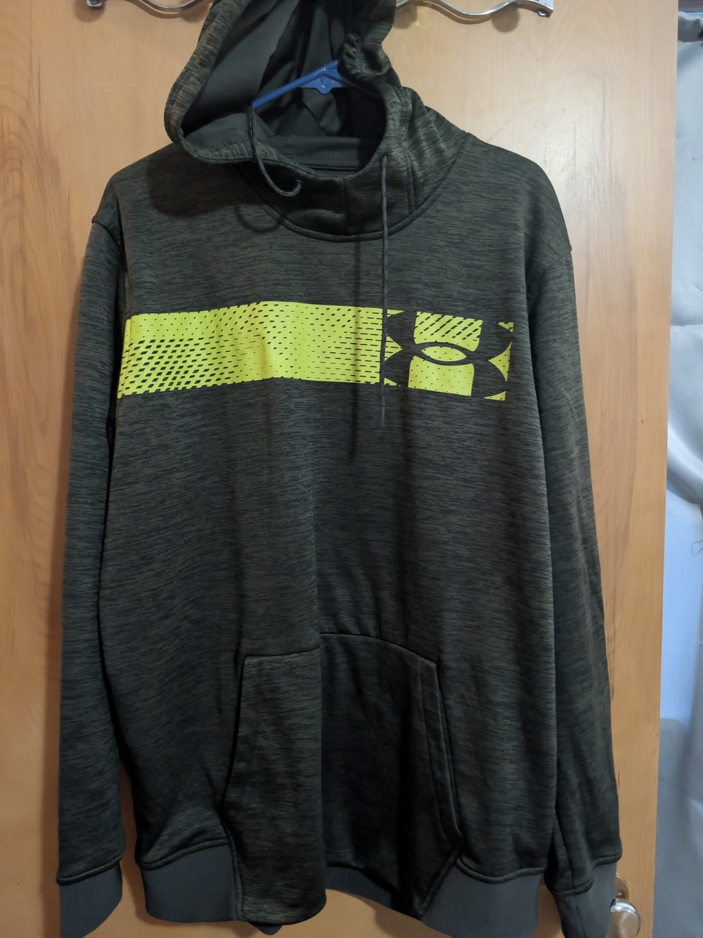 Under Armour Men's Heathered Gray Hoodie with Neon Yellow Accent